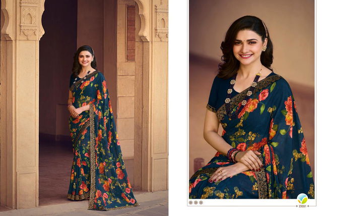 VINAY FASHION STARWALK VOL-63 Latest Fancy Casual Wear Printed Georgette Saree with Jacquard Border Saree Collection